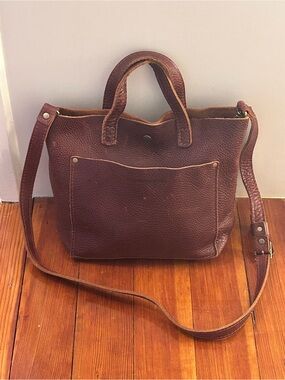 PLG Portland Leather Goods Mini Crossbody Tote Bag Nutmeg Chonky